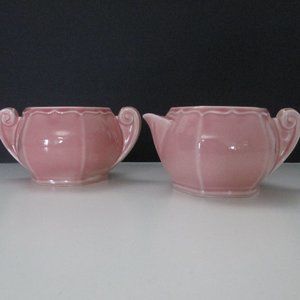 VINTAGE PINK W. S. GEORGE CREAMER & SUGAR BOWL